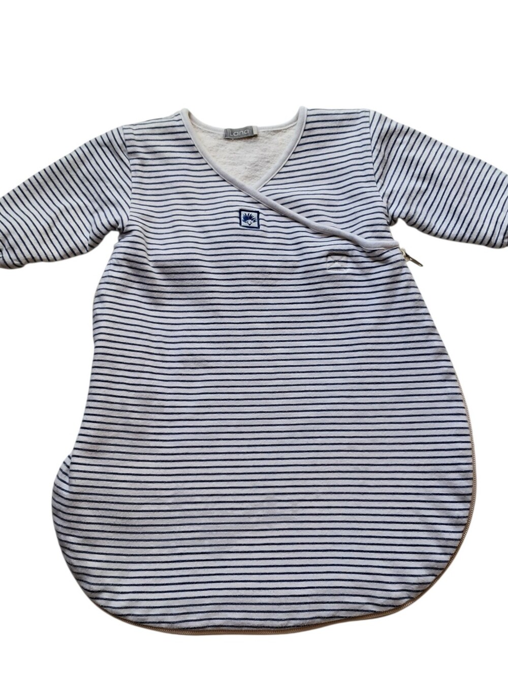 Lana Blue and Ivory Striped Wrap Sleep Sack for Kids Size Newborn